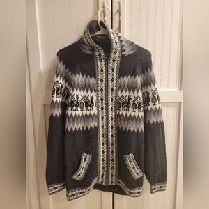 Wool zipper cardigan with hood